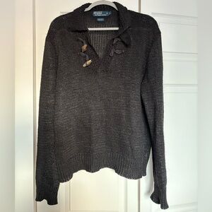 Men’s Black Sweater with Toggle Details